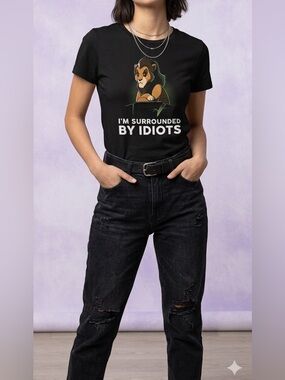 Disney The Lion King Scar "I'm Surrounded By Idiots" Graphic Tee - Black